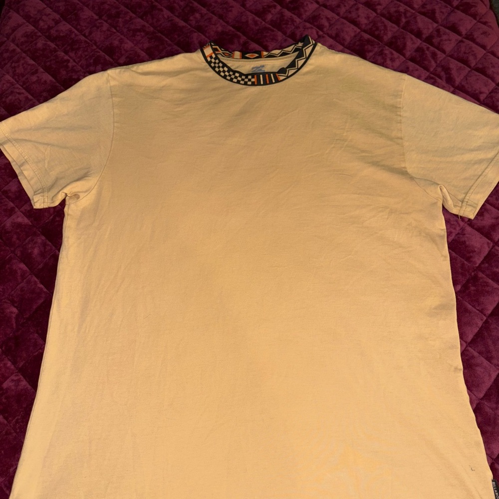 Billabong Men's Beige T-Shirt with Geometric Collar